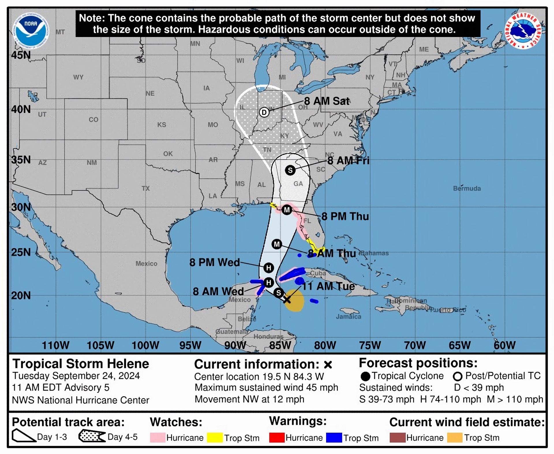 Florida en estado de emergencia por la previsible llegada de Helene como un huracán mayor