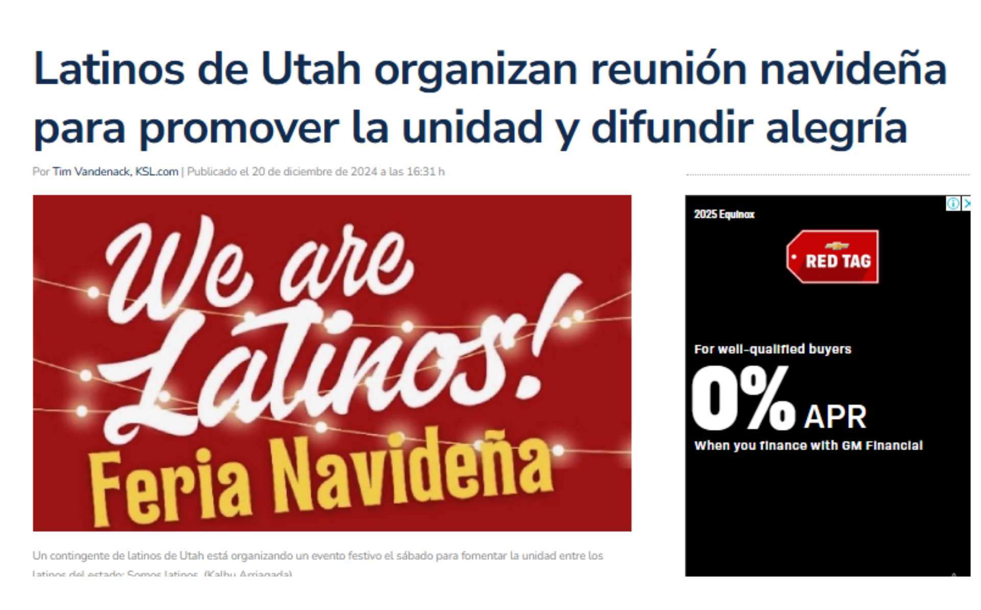 Medio estadounidense KSL destacó la reunión navideña "We Are Latinos" para unir a las colectividades en medio del alegría