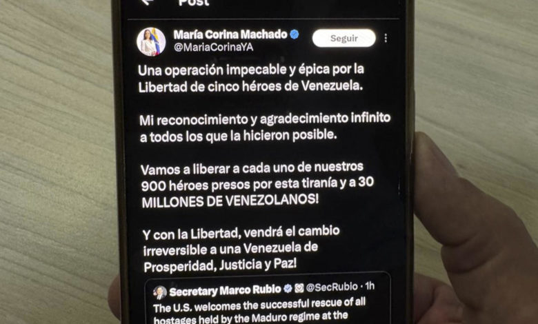 Machado agradece "operación" para "rescatar" a asilados en sede diplomática argentina