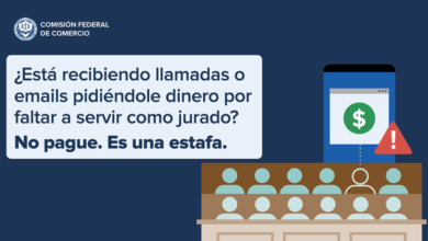 ¿Y esa llamada o email que recibiste para decirte que no te presentaste para cumplir tu deber de jurado y que necesitas pagar? Es una estafa