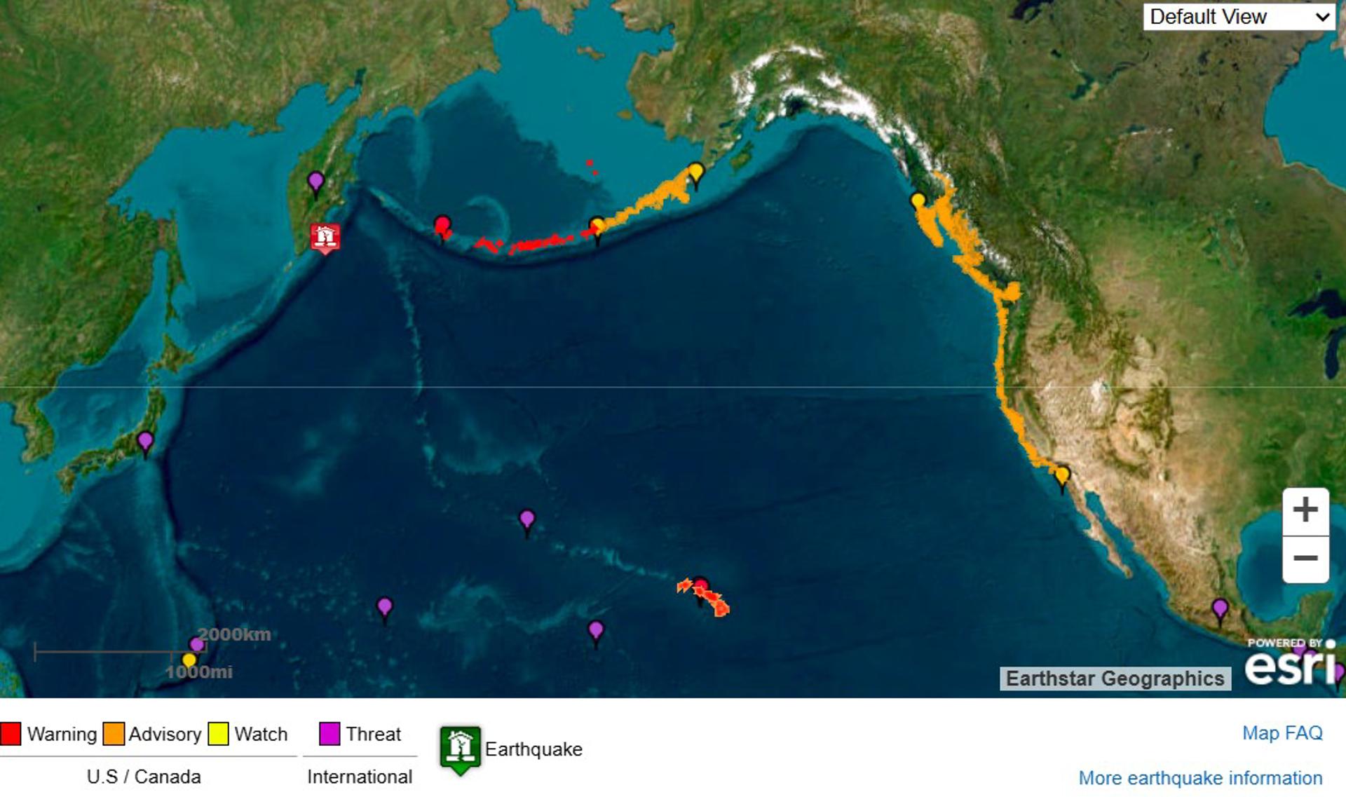 El tsunami alcanza la costa de California mientras se desactiva la alerta en Hawái