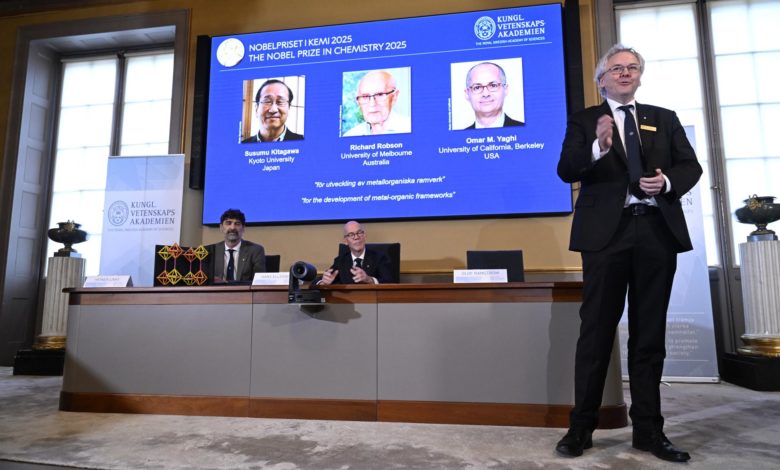 El Nobel de Química es para tres científicos por el desarrollo de estructuras metal-orgánicas