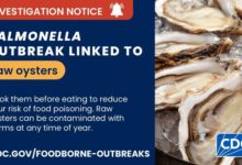 CDC alerta sobre un brote de salmonela vinculado a ostras crudas