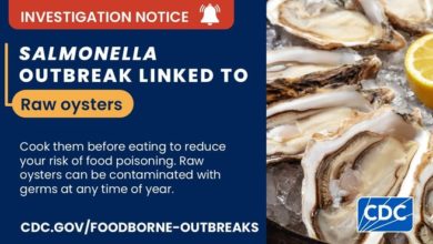 CDC alerta sobre un brote de salmonela vinculado a ostras crudas