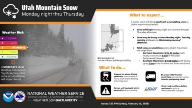 Utah se prepara para una semana de tormentas: montañas bajo alerta y posible fuerte nevada en los valles