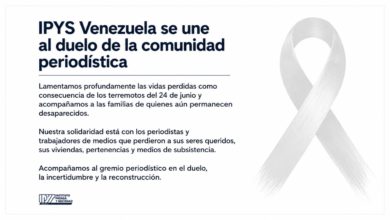 El Instituto de Prensa y Sociedad Venezuela se solidariza con la comunidad periodística afectada por los terremotos del 24 de junio