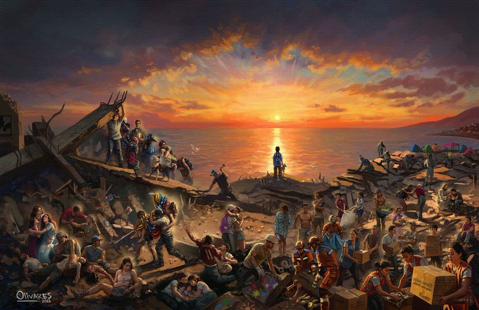 Artista Óscar Olivares convierte el dolor en arte con una obra inspirada en la solidaridad tras los terremotos en Venezuela