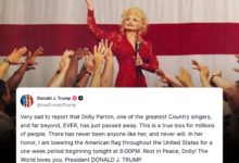 Estados Unidos baja sus banderas en homenaje a Dolly Parton tras su muerte a los 80 años